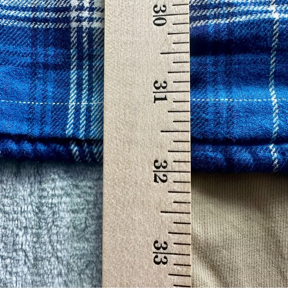 Eddie Bauer XXL Blue Plaid Fleece Lined Flannel Shirt Jacket Shacket - Picture 6 of 6
